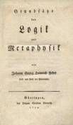 Feder / Grundstze der Logik und Metaphysik 1794