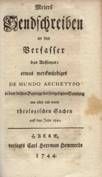 Meier / Sendschreiben De mundo Archetypo 1744