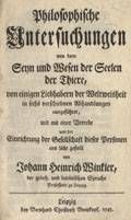 Winkler / Philosophische Untersuchungen von den Thieren 1745